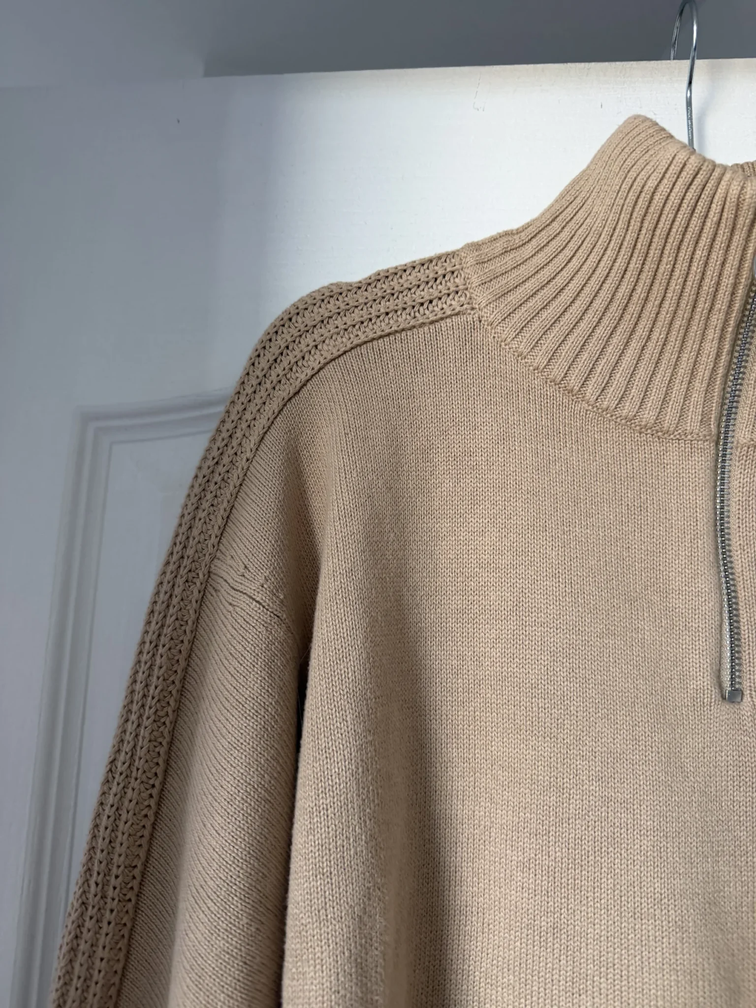 Image for Tommy Hilfiger jumper with a trucker collar, size S, light brown