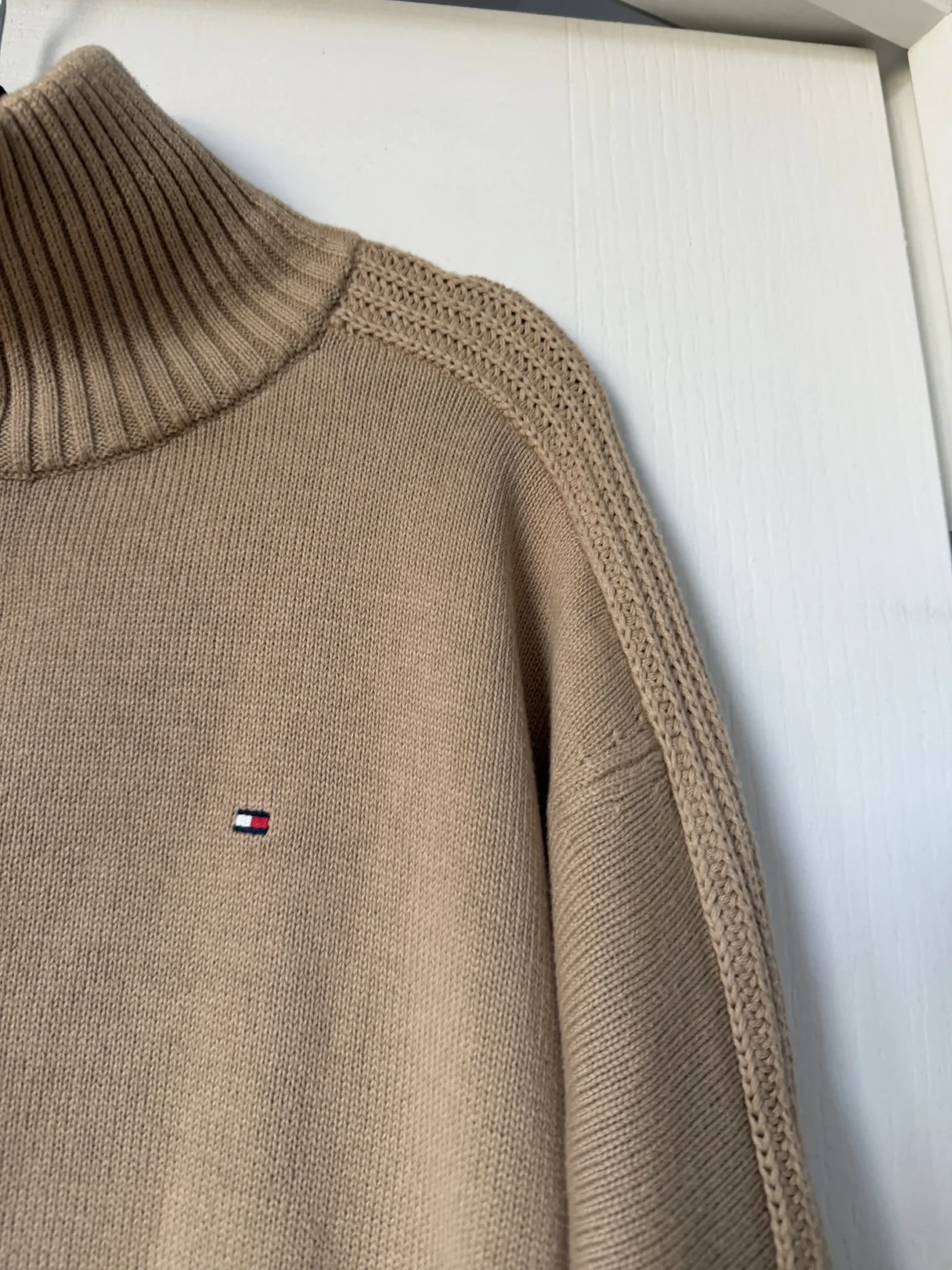 Image for Tommy Hilfiger jumper with a trucker collar, size S, light brown