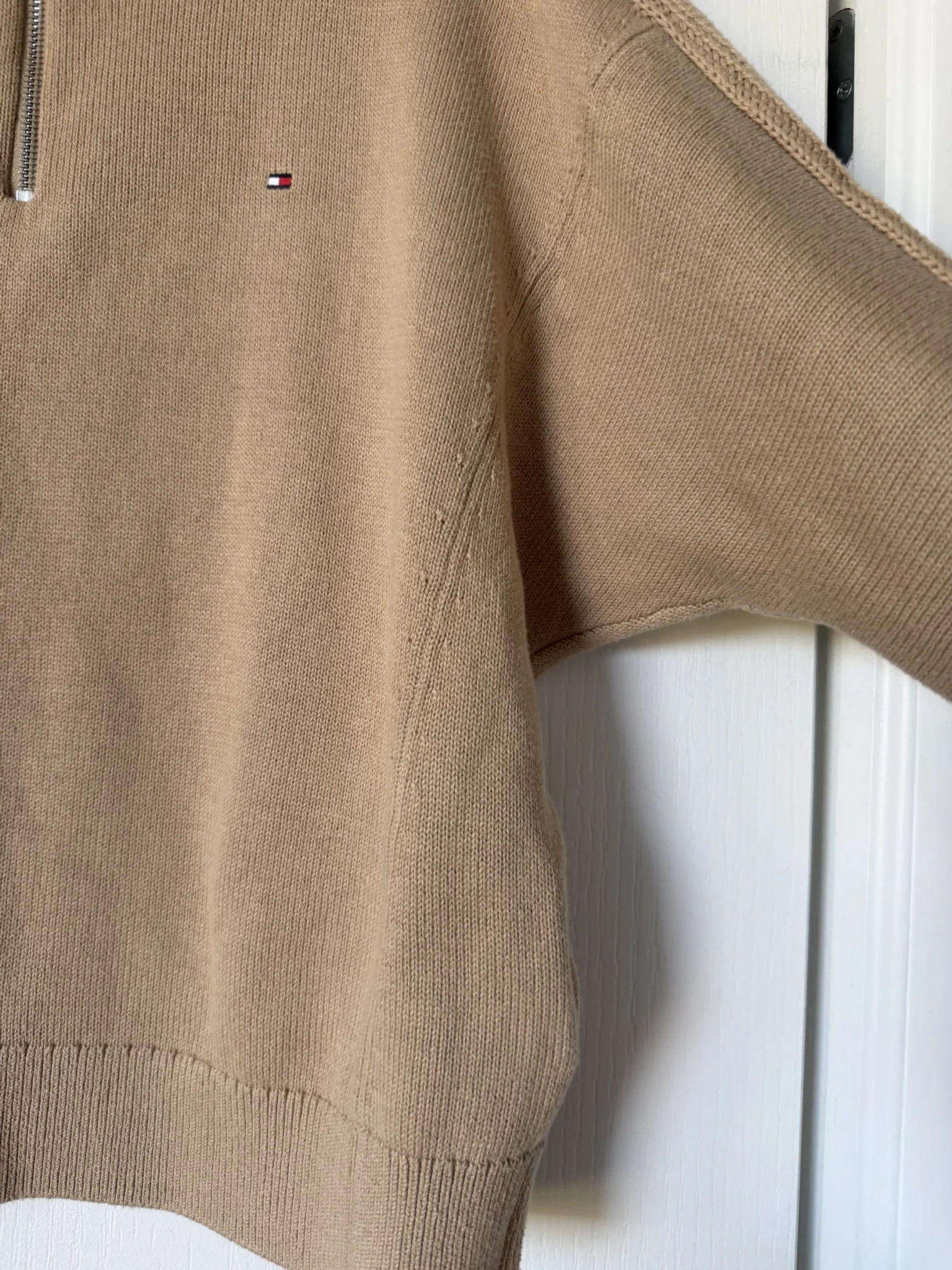 Image for Tommy Hilfiger jumper with a trucker collar, size S, light brown