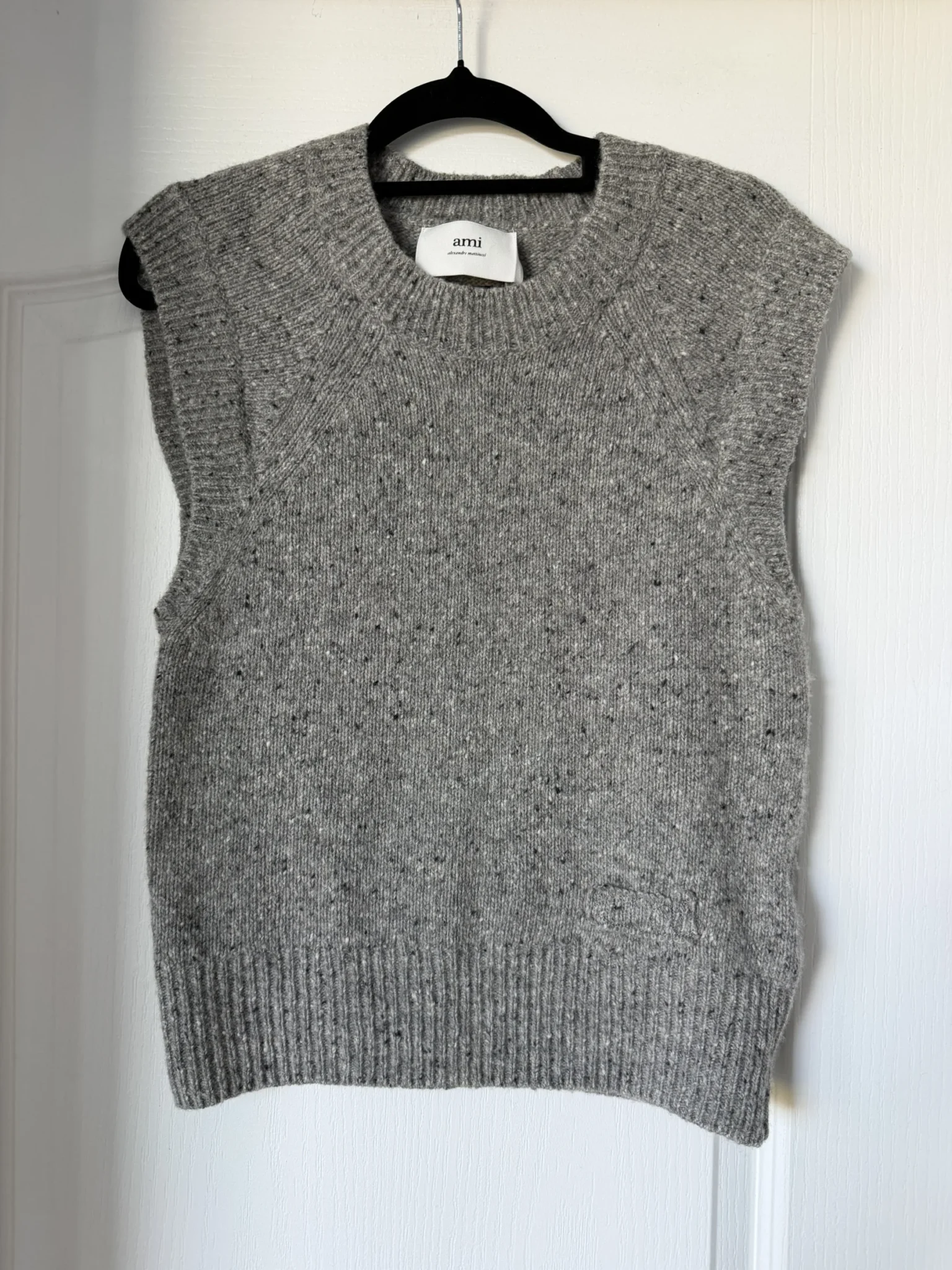 Image for Ami Paris grey sleeveless jumper, size L