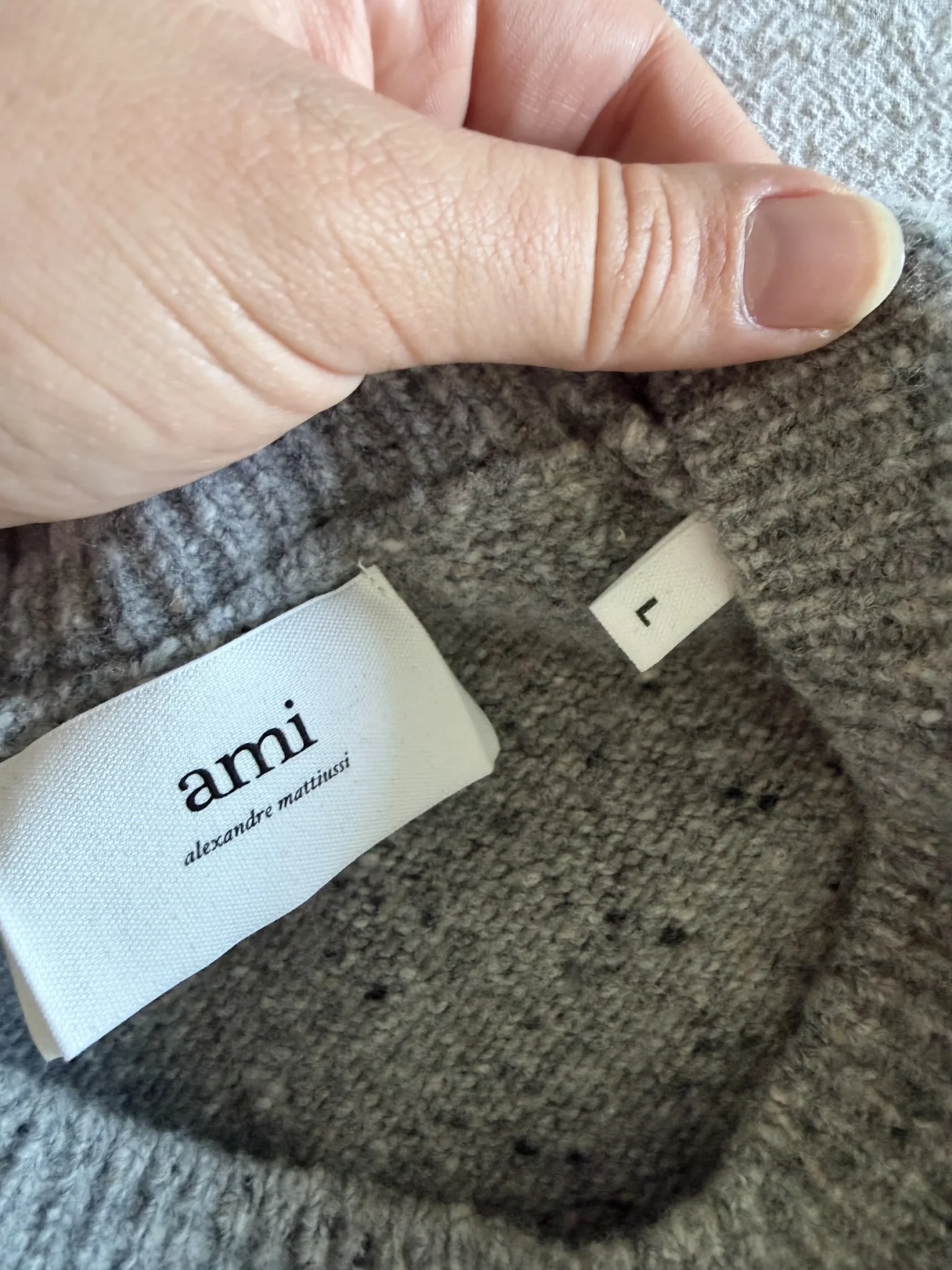 Image for Ami Paris grey sleeveless jumper, size L