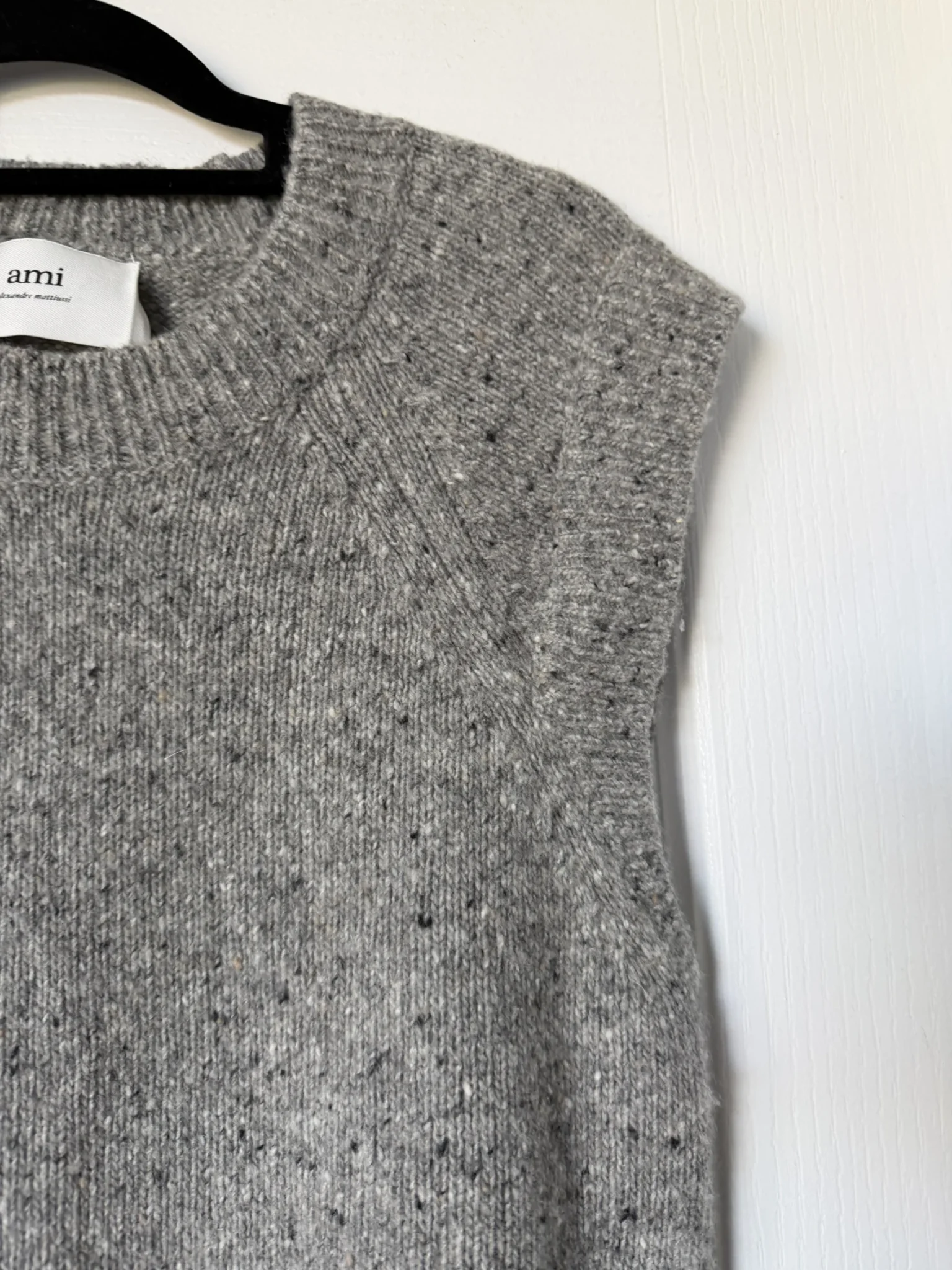 Image for Ami Paris grey sleeveless jumper, size L