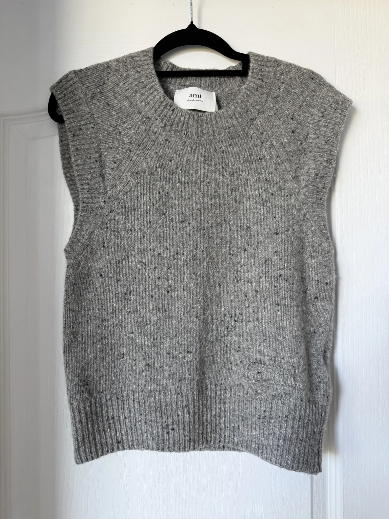 Image for Ami Paris grey sleeveless jumper, size L