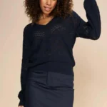 Thumbnail for Navy blue Mos Mosh jumper with balloon sleeves