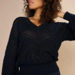 Thumbnail for Navy blue Mos Mosh jumper with balloon sleeves