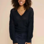 Thumbnail for Navy blue Mos Mosh jumper with balloon sleeves