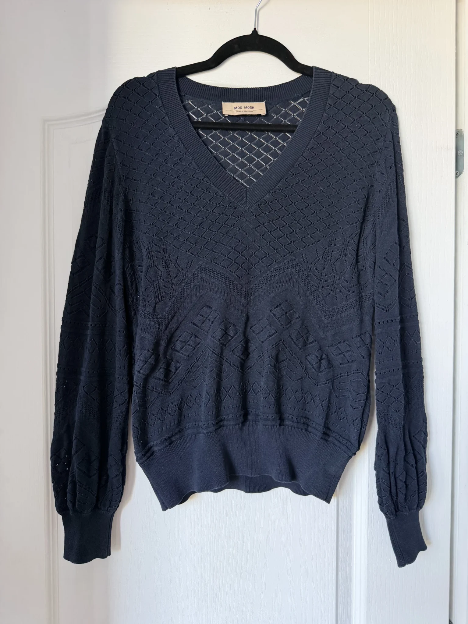 Image for Navy blue Mos Mosh jumper with balloon sleeves
