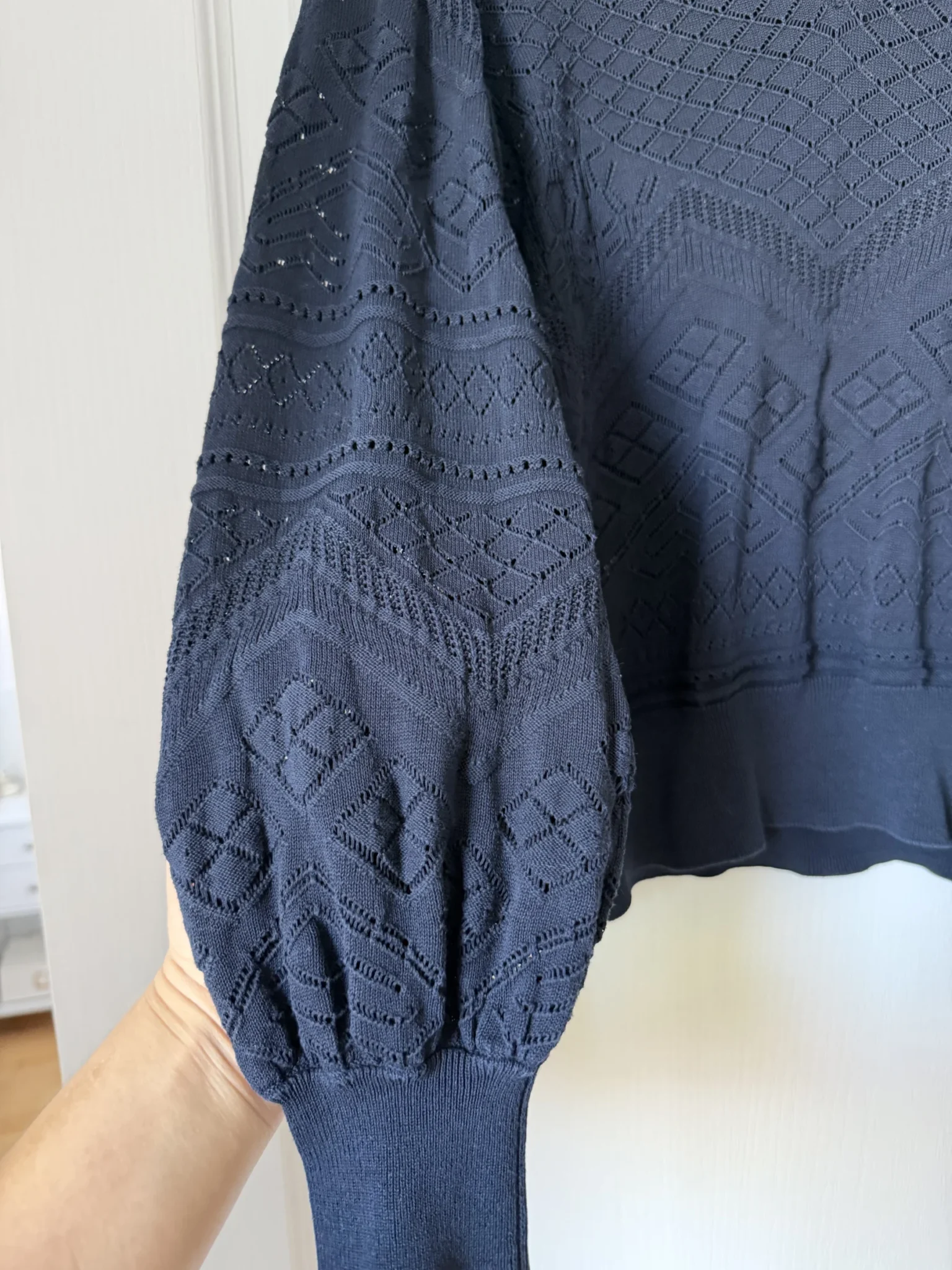 Image for Navy blue Mos Mosh jumper with balloon sleeves