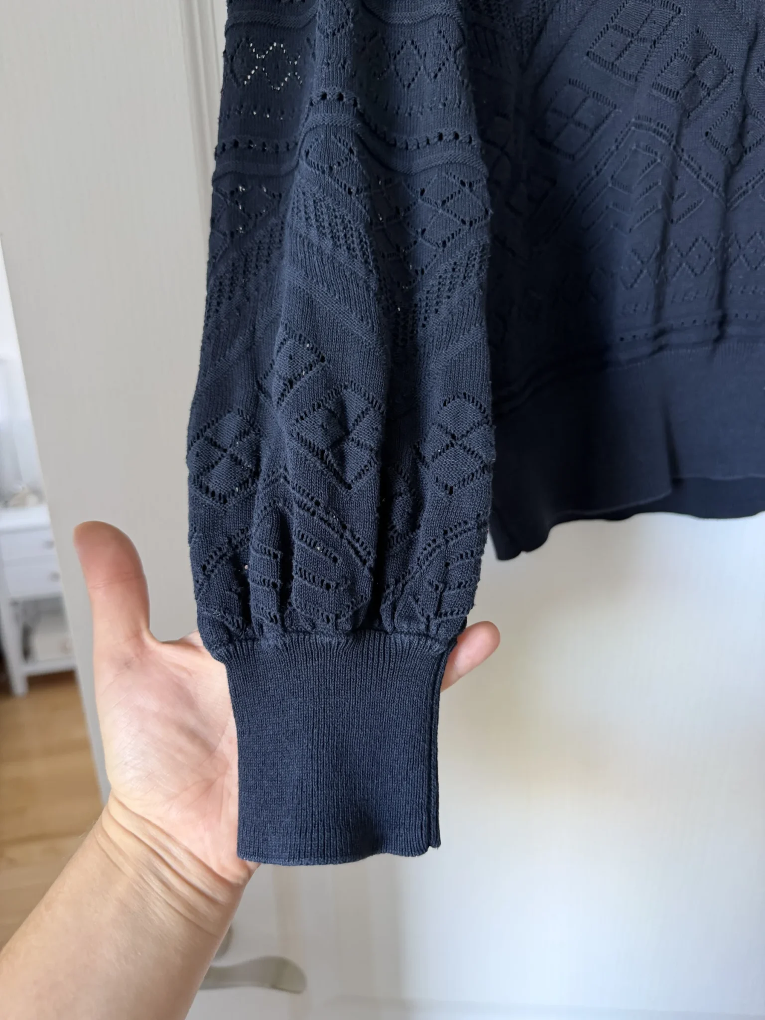 Image for Navy blue Mos Mosh jumper with balloon sleeves