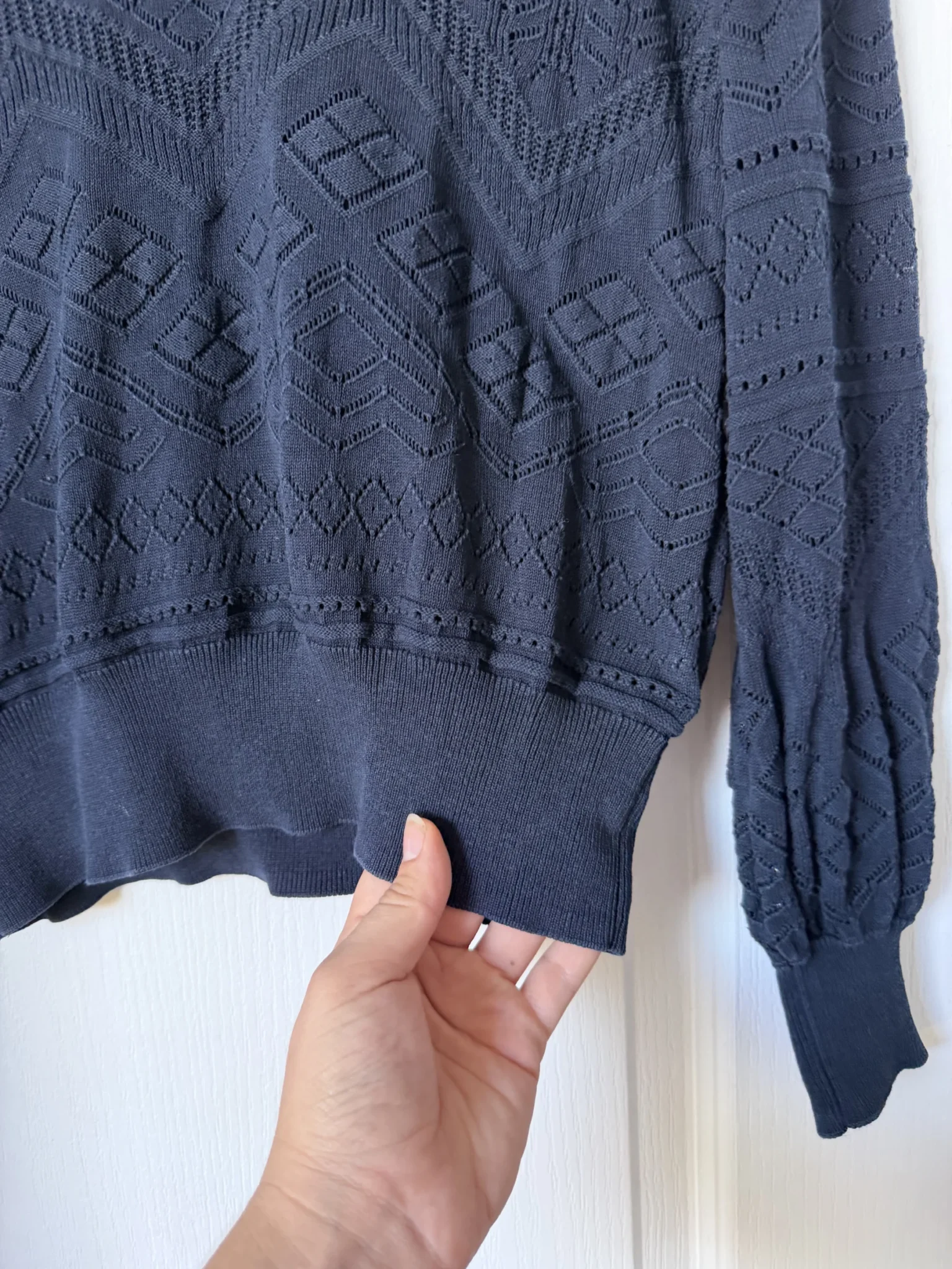 Image for Navy blue Mos Mosh jumper with balloon sleeves