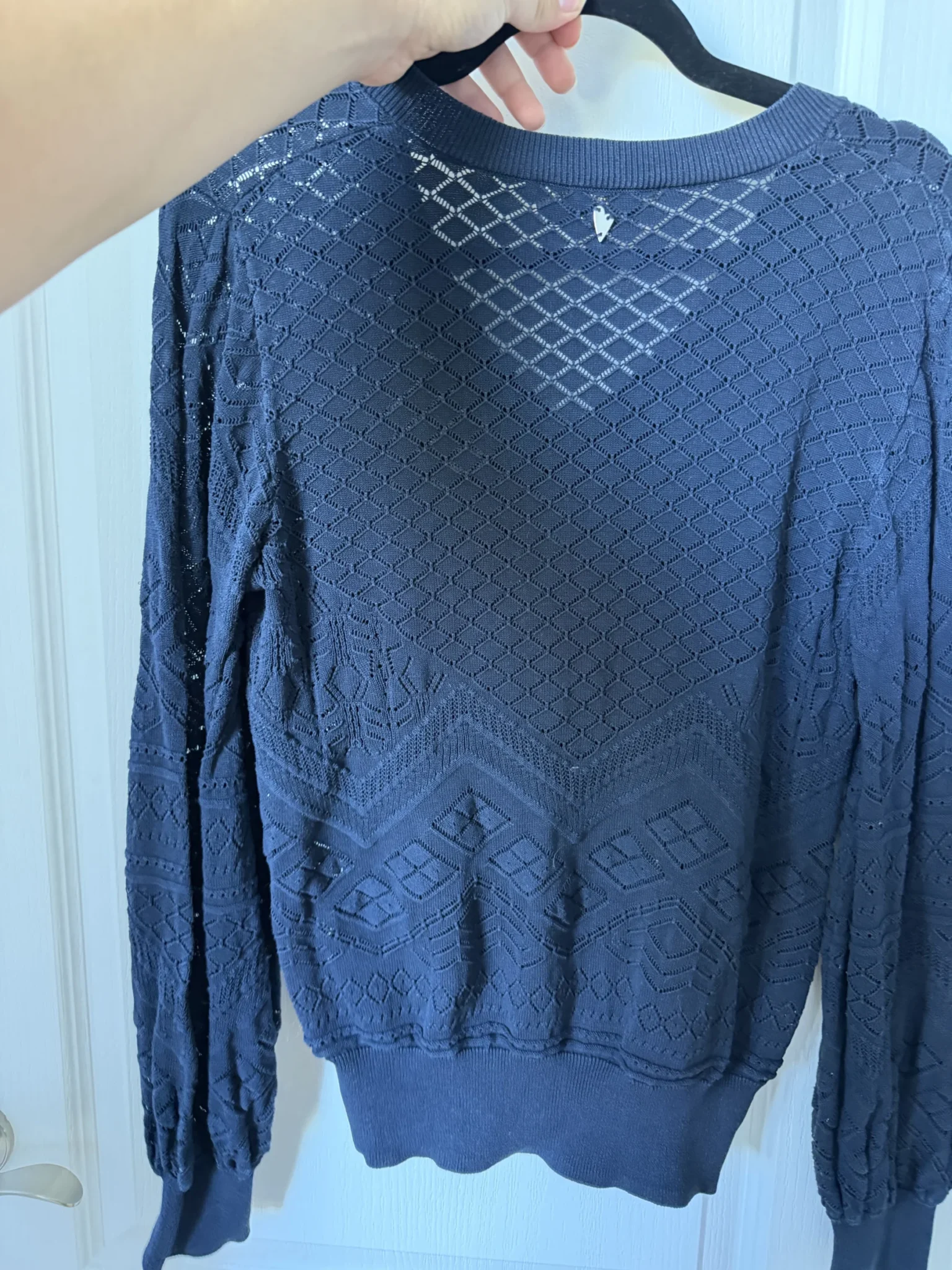 Image for Navy blue Mos Mosh jumper with balloon sleeves