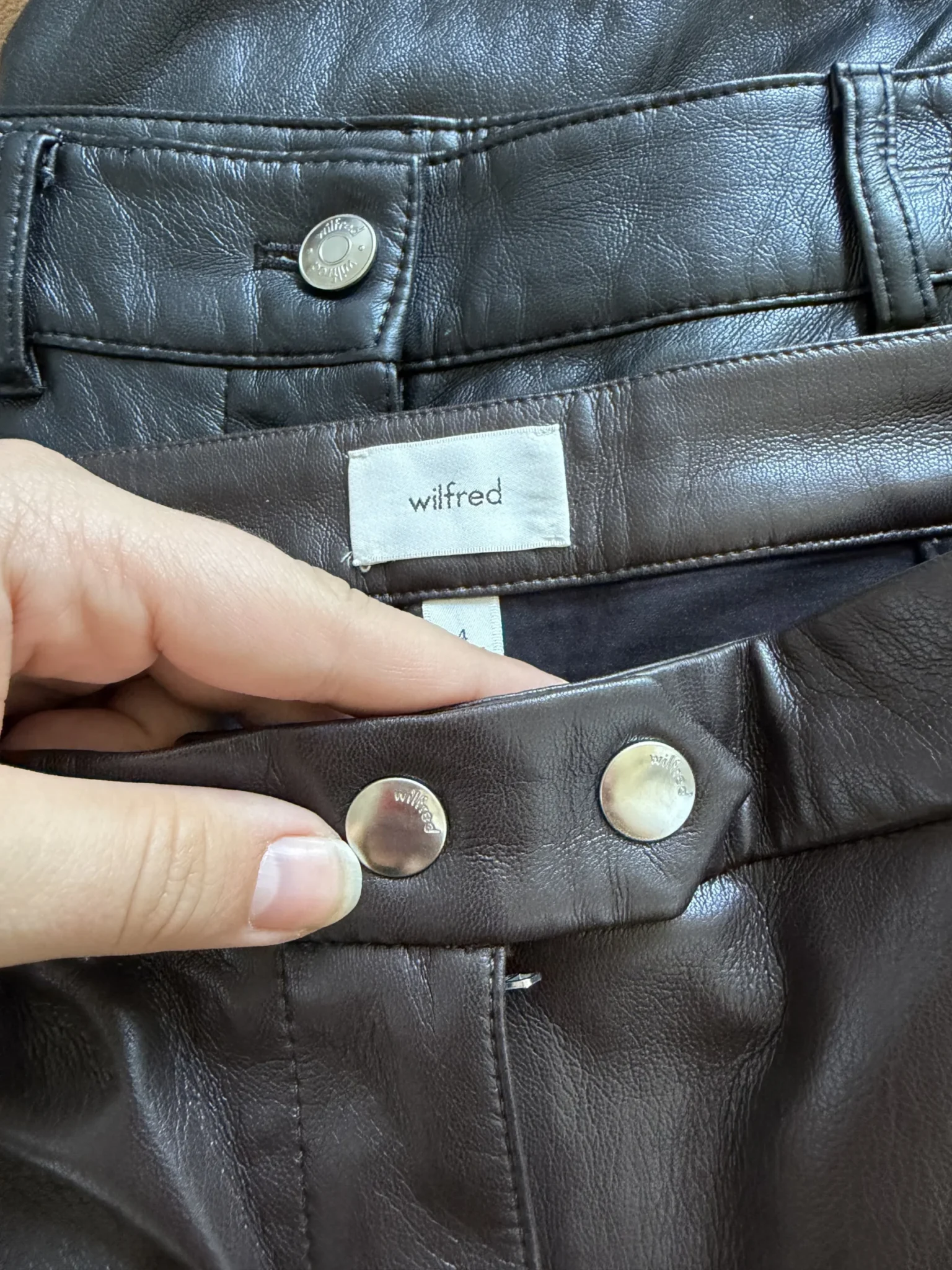 Image for Wilfred trousers, dark brown, US size 4, faux leather