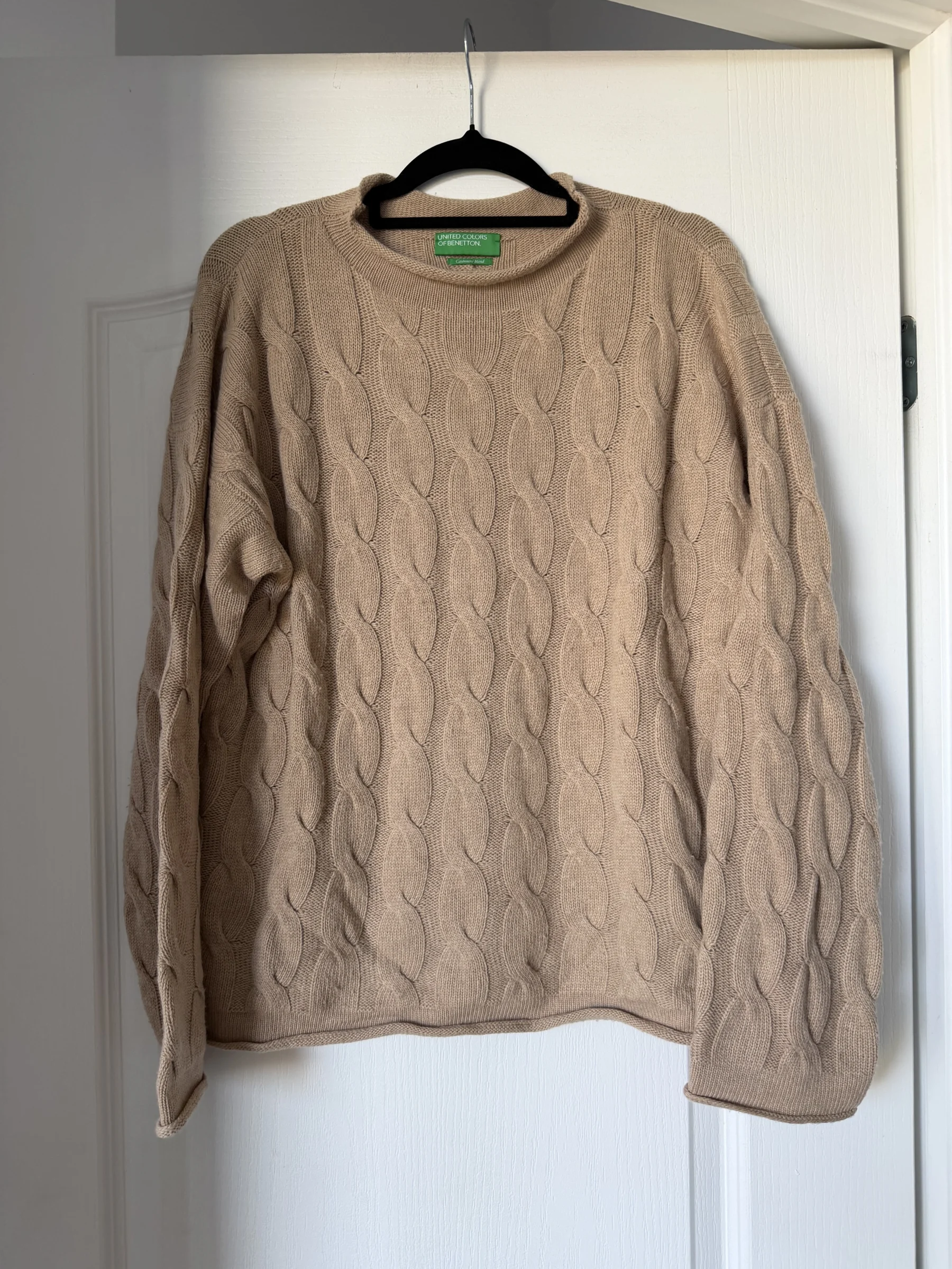 United Colour of Benetton brown cable-knit jumper, size M *Other seconde main