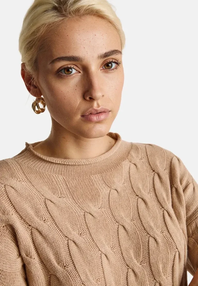 Image for United Colour of Benetton brown cable-knit jumper, size M