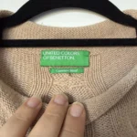 Thumbnail for United Colour of Benetton brown cable-knit jumper, size M