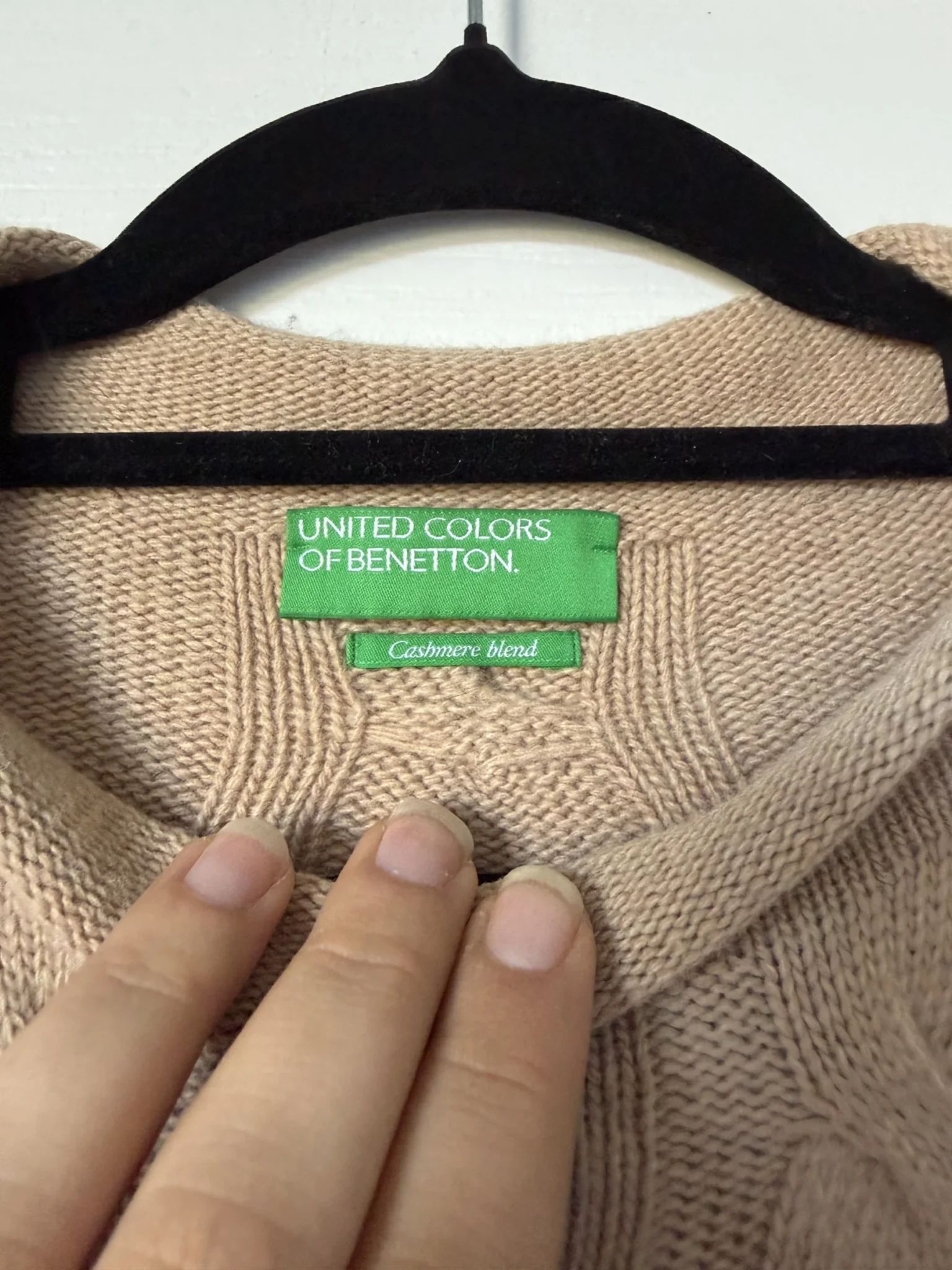 Image for United Colour of Benetton brown cable-knit jumper, size M