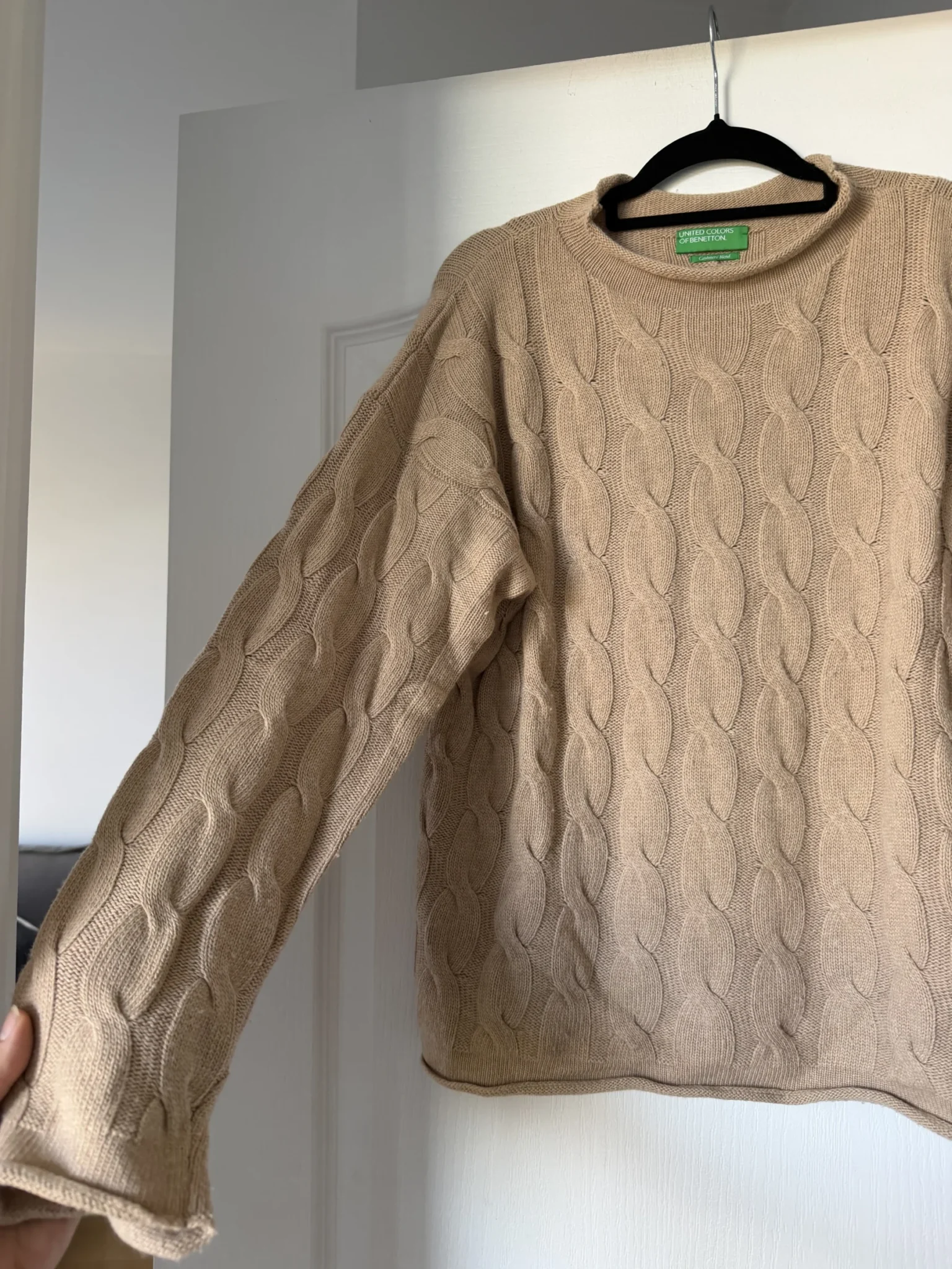 Image for United Colour of Benetton brown cable-knit jumper, size M