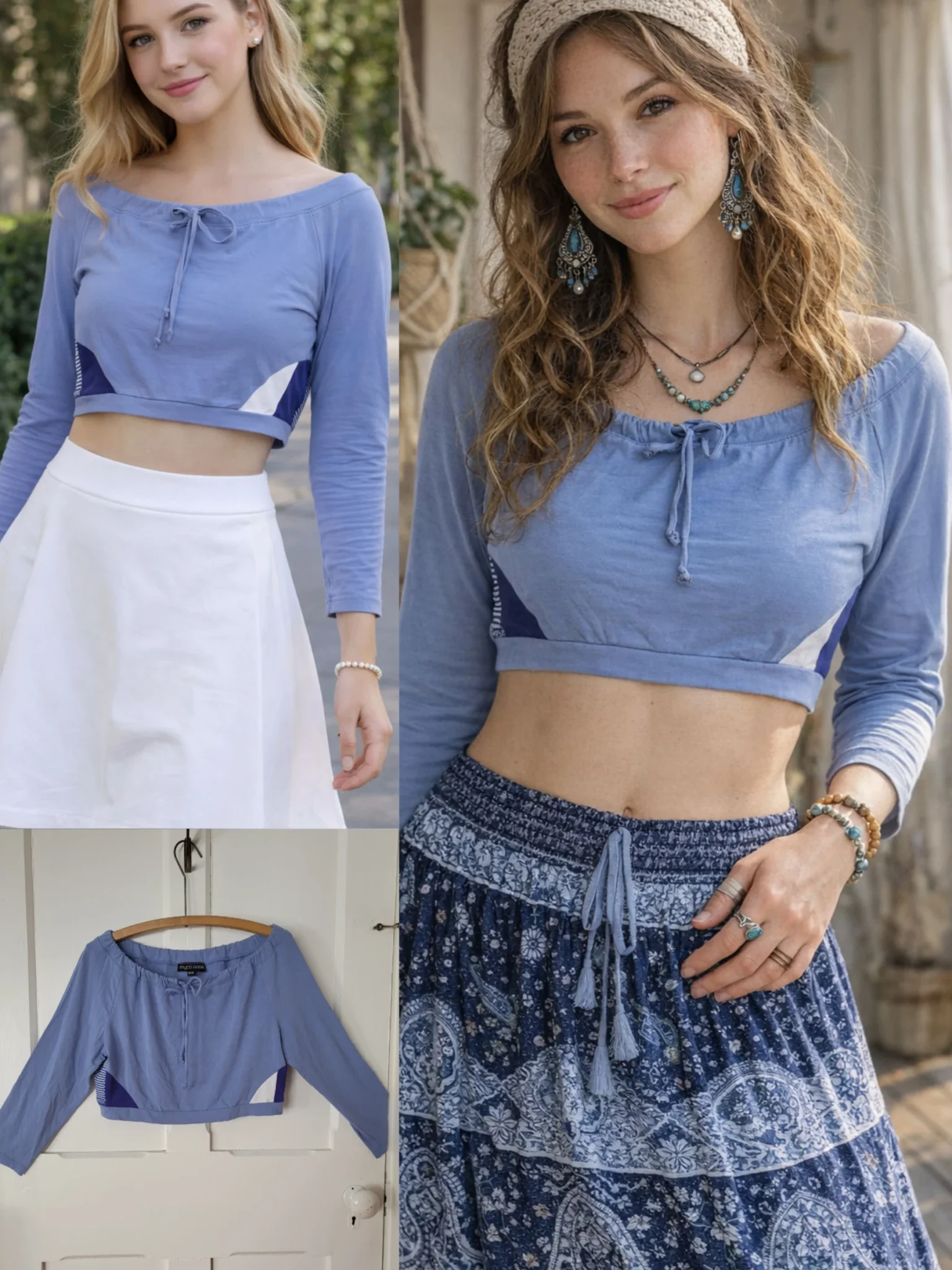 Featured image for Short top, crop top, long-sleeved, off-the-shoulder