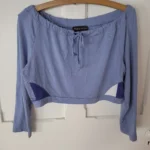 Thumbnail for Short top, crop top, long-sleeved, off-the-shoulder