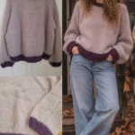 Featured thumbnail for Hand-knitted lilac-mauve jumper, mohair-style, cosy