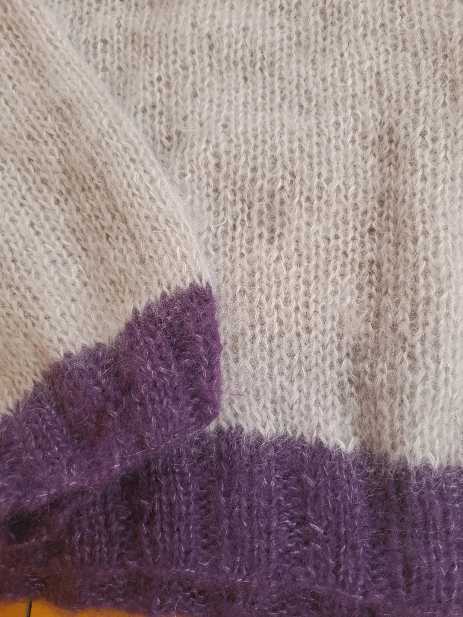 Image for Hand-knitted lilac-mauve jumper, mohair-style, cosy