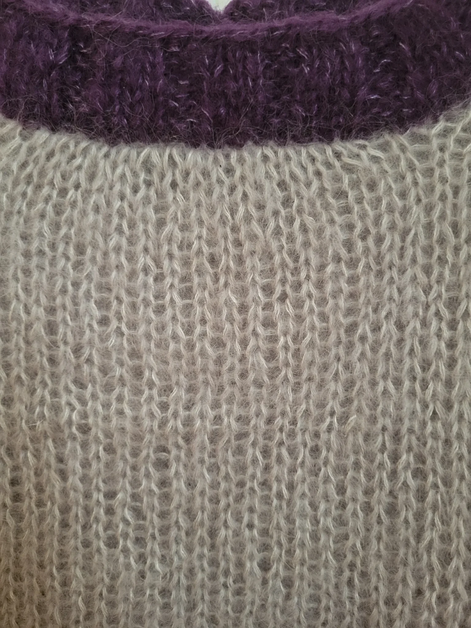 Image for Hand-knitted lilac-mauve jumper, mohair-style, cosy