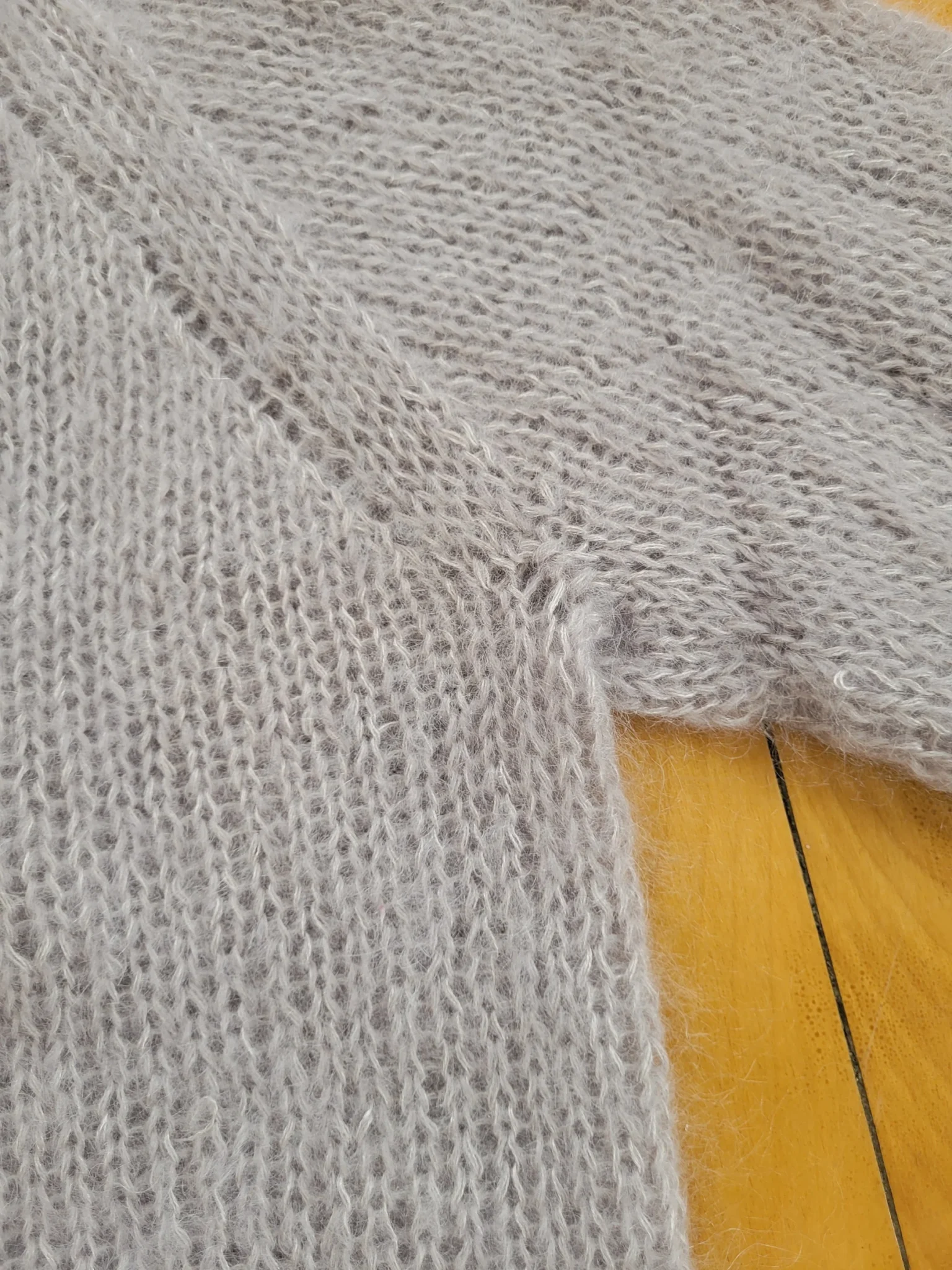 Image for Hand-knitted lilac-mauve jumper, mohair-style, cosy