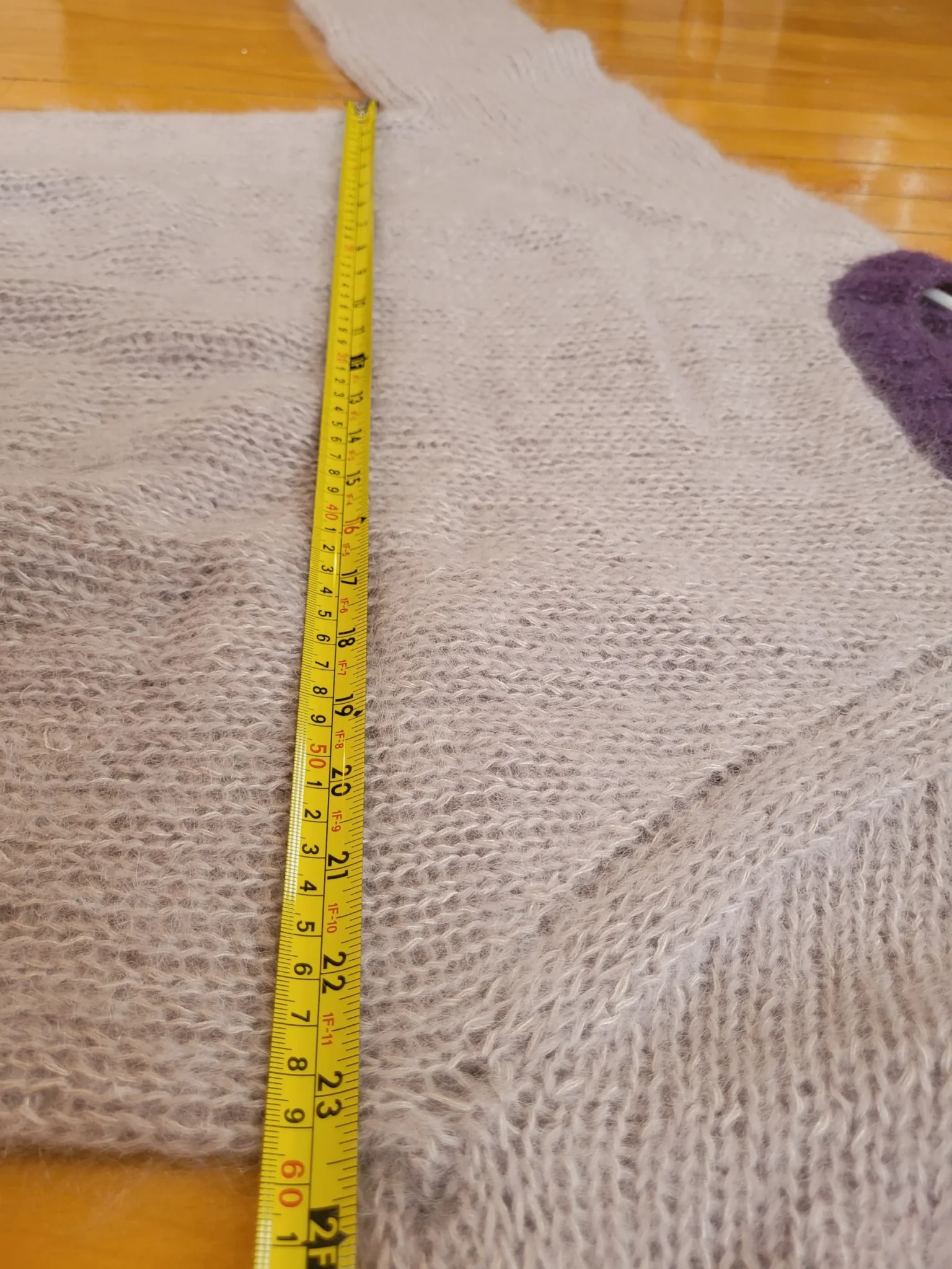 Image for Hand-knitted lilac-mauve jumper, mohair-style, cosy