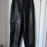 Featured thumbnail for Wilfred black faux leather cargo-style trousers, size 2
