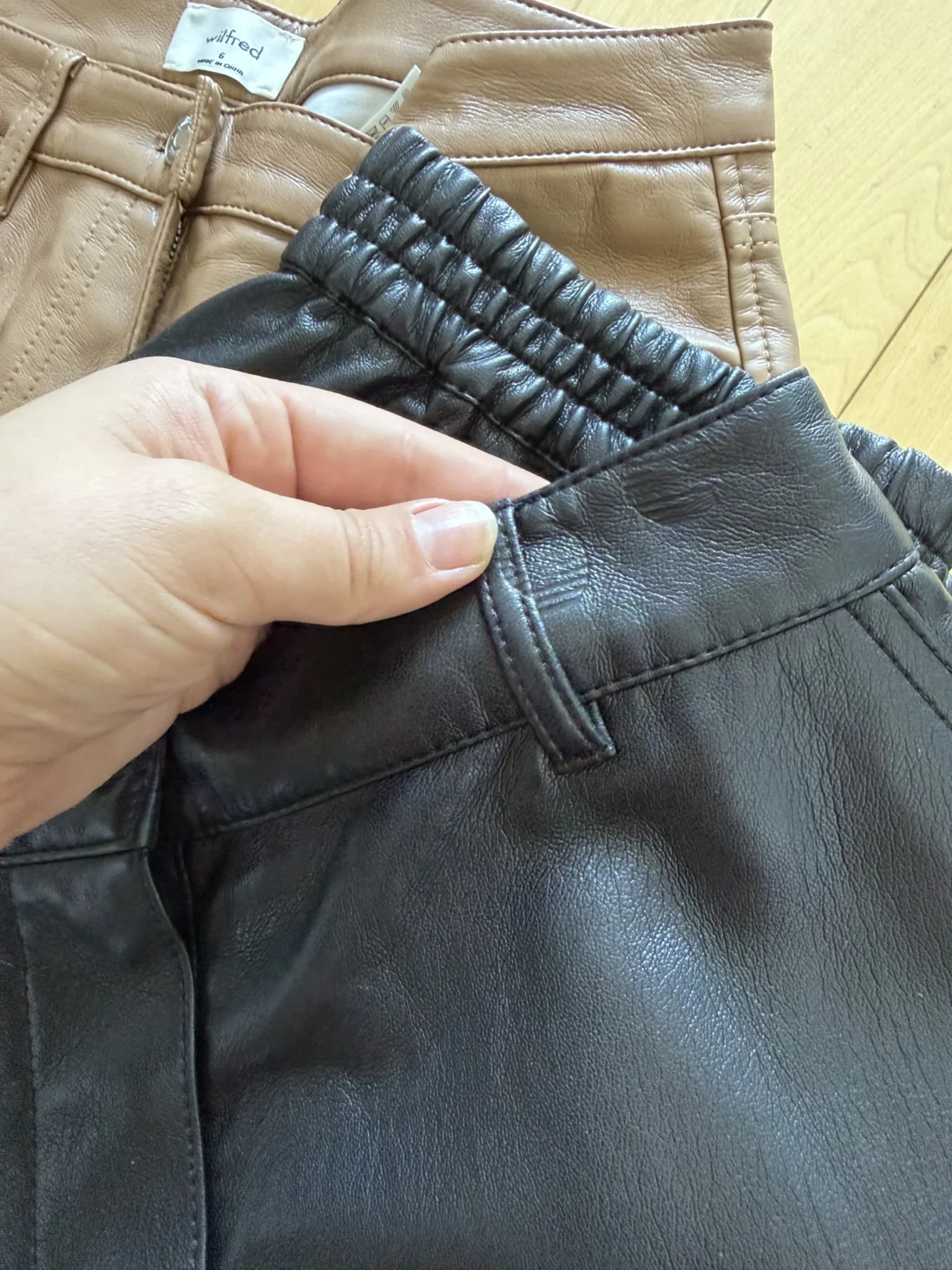 Image for Wilfred black faux leather cargo-style trousers, size 2