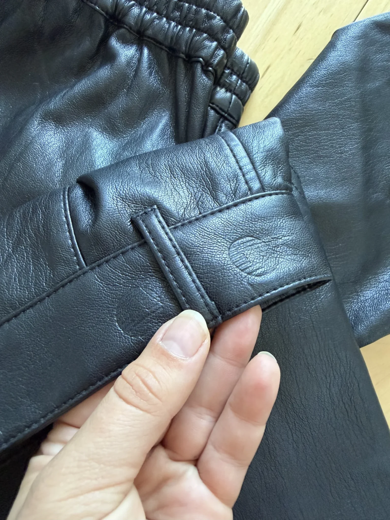 Image for Wilfred black faux leather cargo-style trousers, size 2