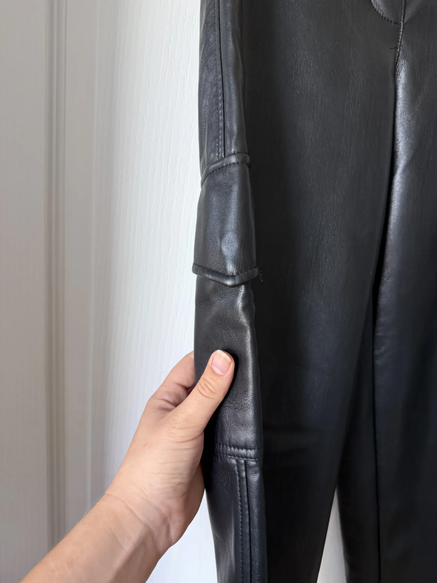 Image for Wilfred black faux leather cargo-style trousers, size 2