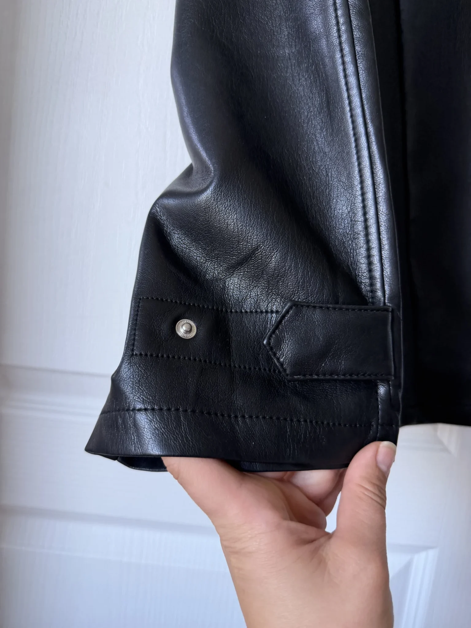 Image for Wilfred black faux leather cargo-style trousers, size 2