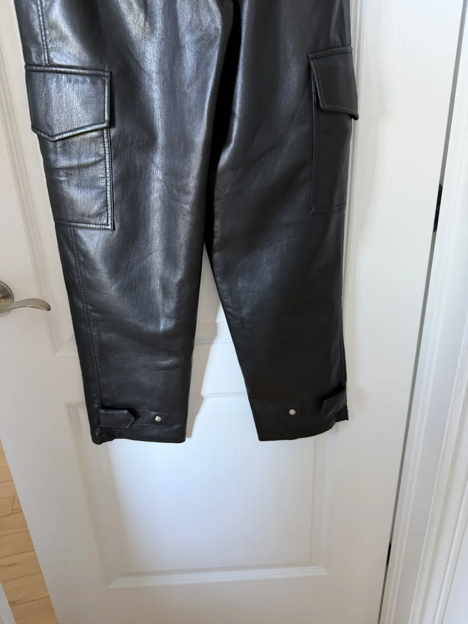 Image for Wilfred black faux leather cargo-style trousers, size 2