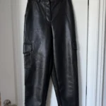 Thumbnail for Wilfred black faux leather cargo-style trousers, size 2