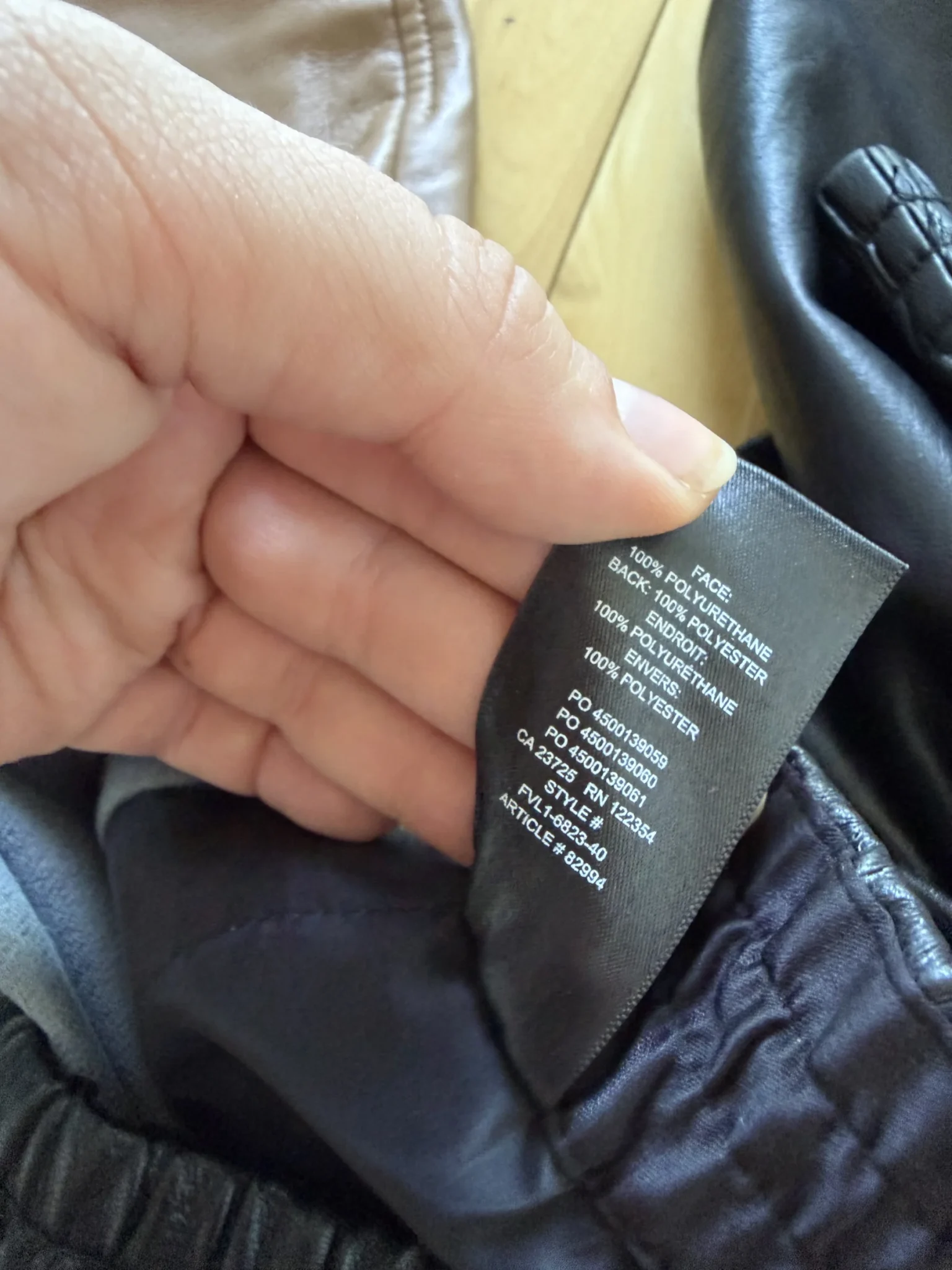 Image for Babaton trousers, size M, black faux leather, jogger-style