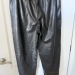 Thumbnail for Babaton trousers, size M, black faux leather, jogger-style