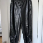 Thumbnail for Babaton trousers, size M, black faux leather, jogger-style