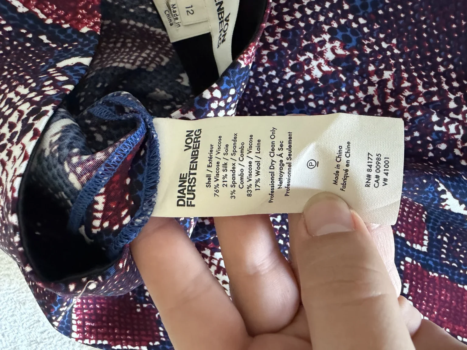Image for Diane Von Furstenberg skirt, size 12, python print