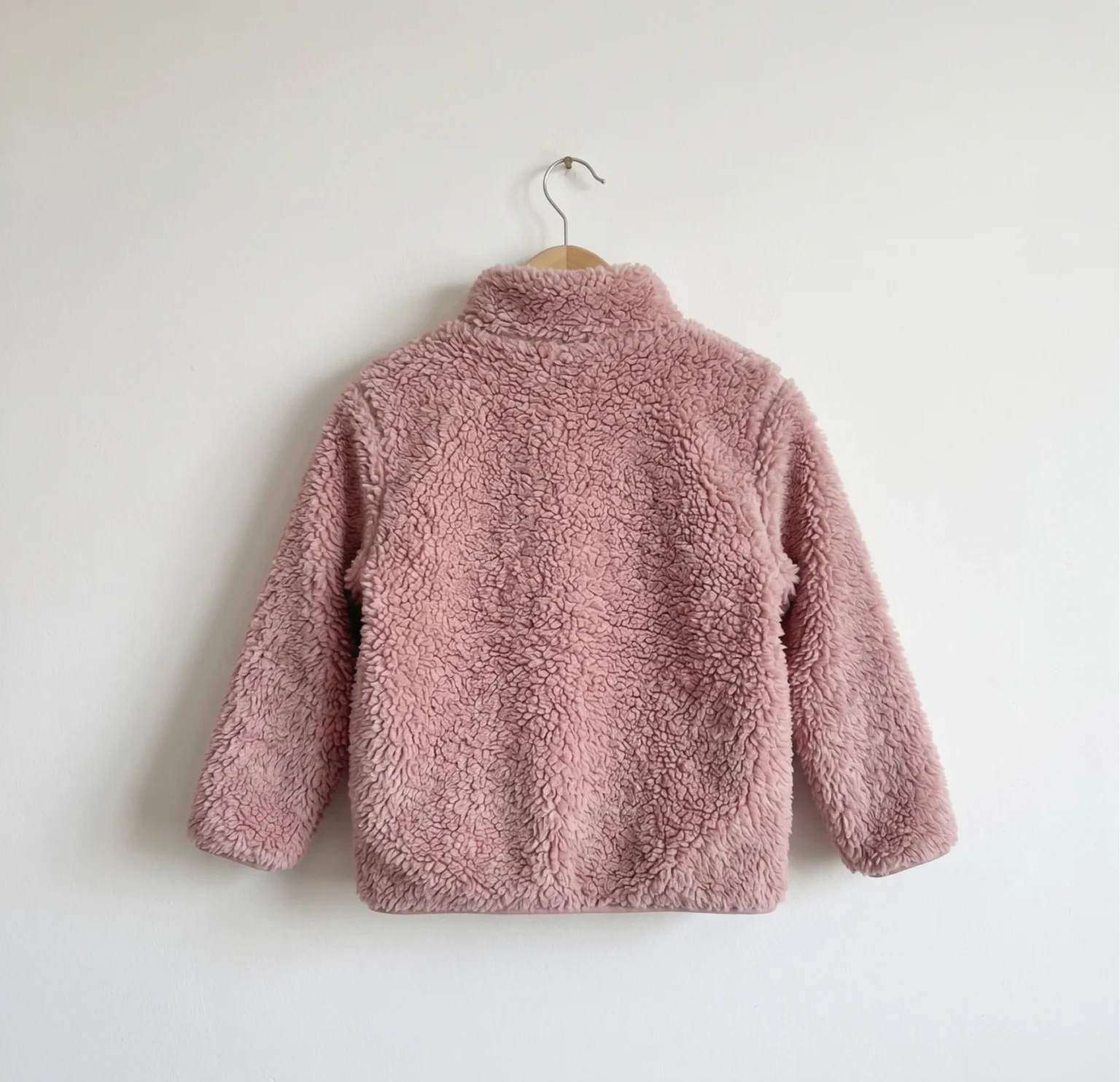 Image for Baby Pink Fuzzy Fleece Zip-Up Coat – Size 12M