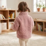 Thumbnail for Baby Pink Fuzzy Fleece Zip-Up Coat – Size 12M