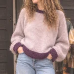 Featured thumbnail for Chandail fait main en tricot - lilas mauve - style mohair