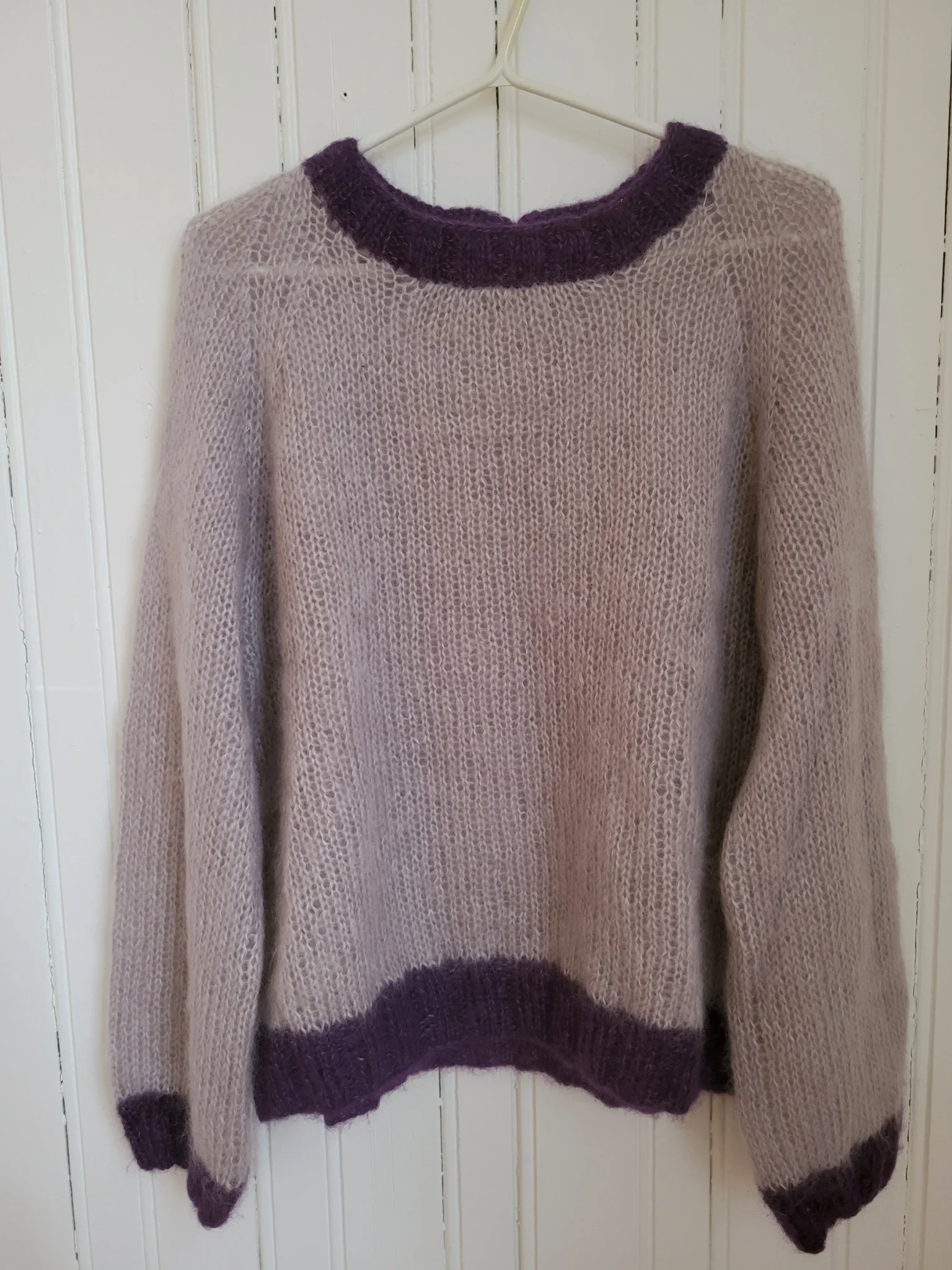 Image for Chandail fait main en tricot - lilas mauve - style mohair