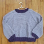 Thumbnail for Chandail fait main en tricot - lilas mauve - style mohair