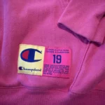 Thumbnail for Champion Reverse Weave – pink hoodie with chenille logo – L