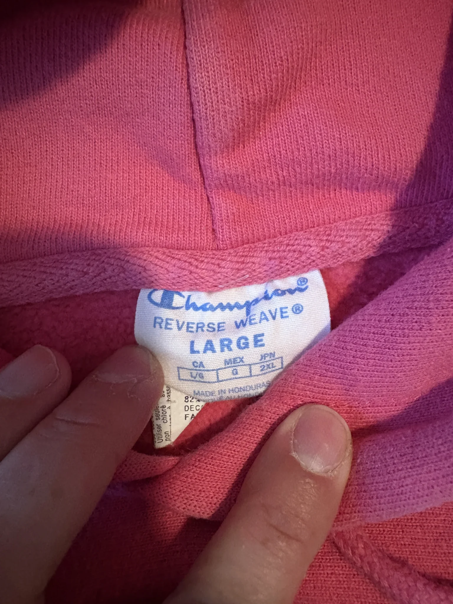 Image for Champion Reverse Weave – pink hoodie with chenille logo – L