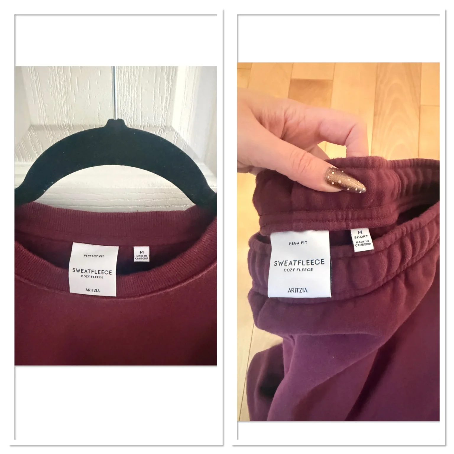 Image for Aritzia fleece set, medium, burgundy