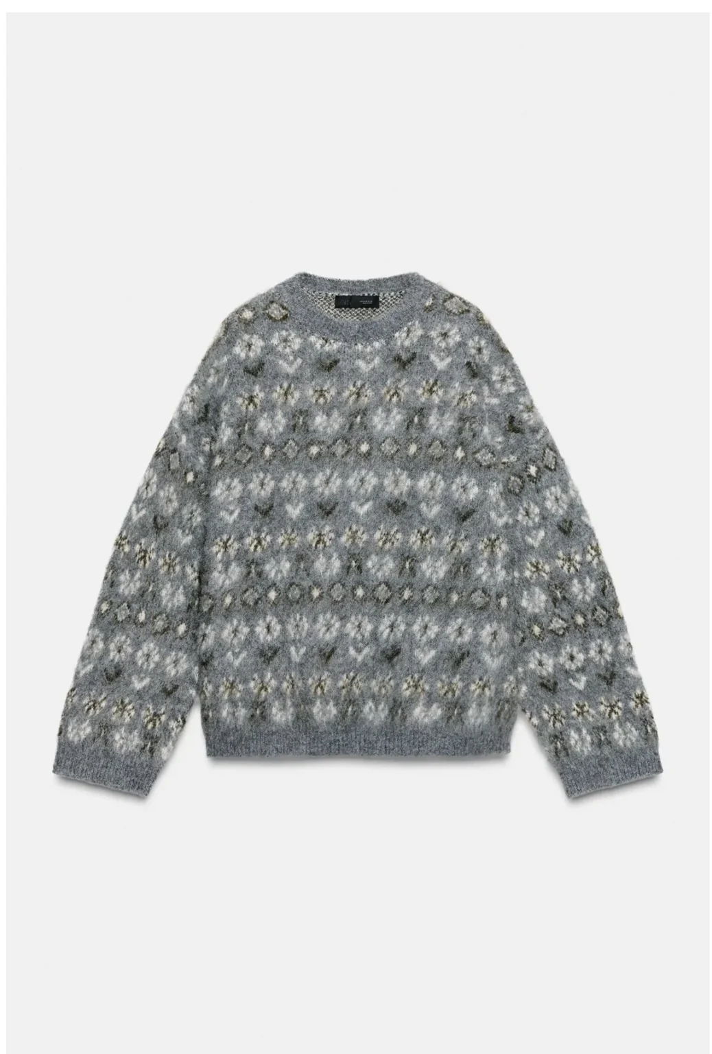 Featured image for Patterned round-neck jumper in a wool blend from ZARA