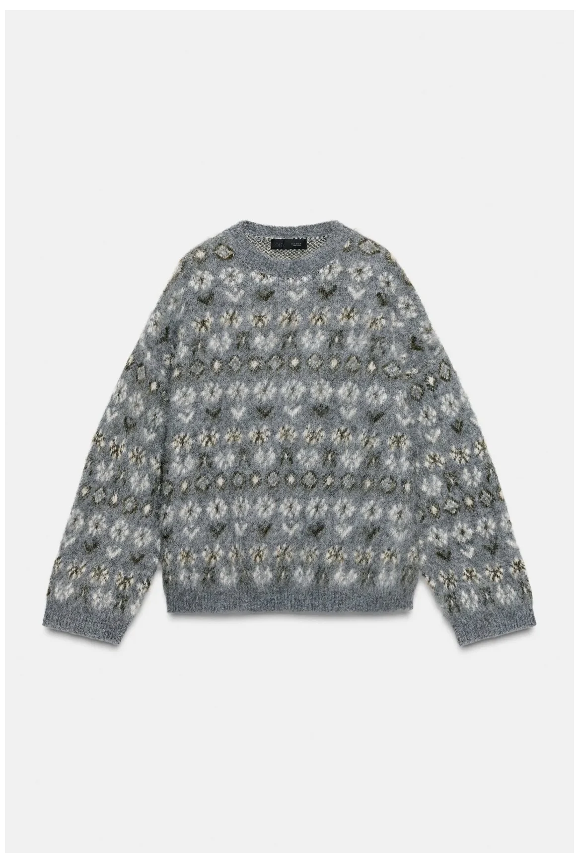 Patterned round-neck jumper in a wool blend from ZARA Zara seconde main