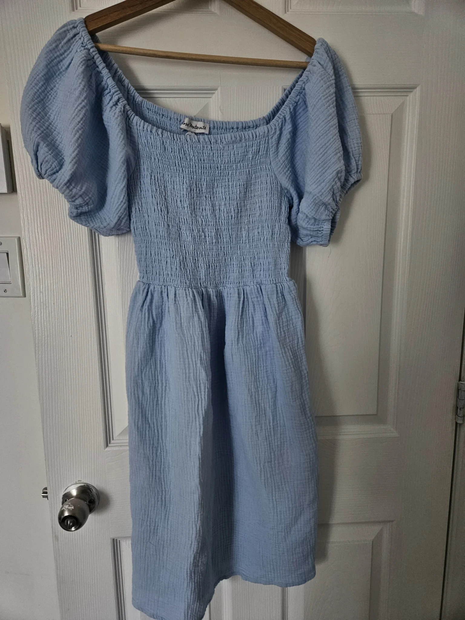 Image for 100% cotton pink maternity dress